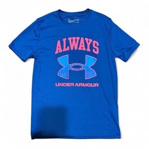 Under Armour Blue and Pink Kids Short Sleeve Tee